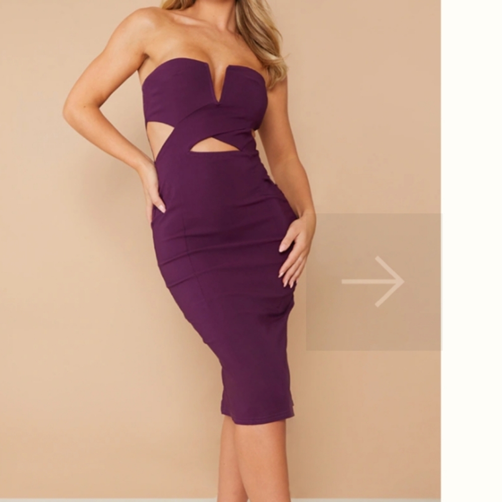 Purple Cutout Midi Dress